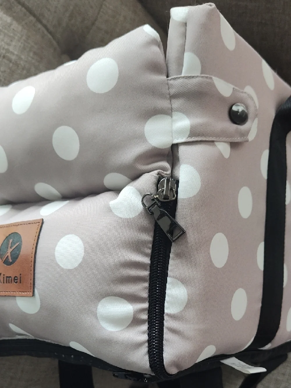 Polka Dot Gray Bicycle Pet Carrier With Insert And Collar Connector